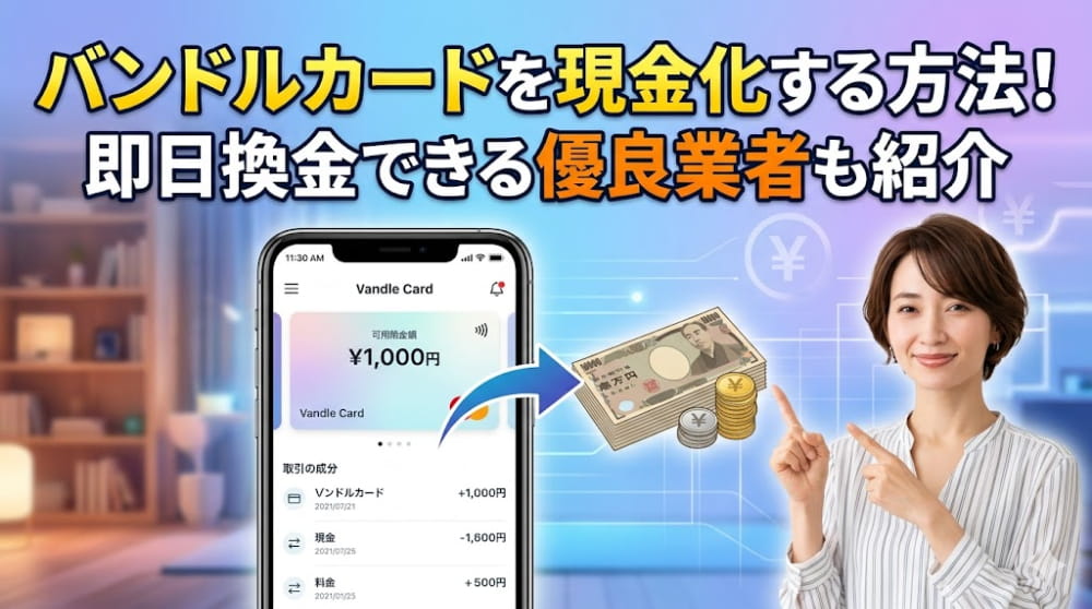 バンドルカードを現金化する方法!即日換金できる優良業者も紹介